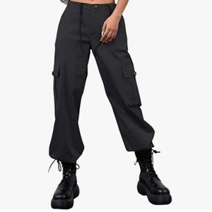 Nwot LOLOCCI Cargo Pants Women Low Waist Adjustable Drawstring Tactical